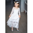 thumbnail image 2 of Girls White Dress - Wedding Flower Girl Floral Lace Dresses - Tulle Skirt Long Sleeve, 2 of 5
