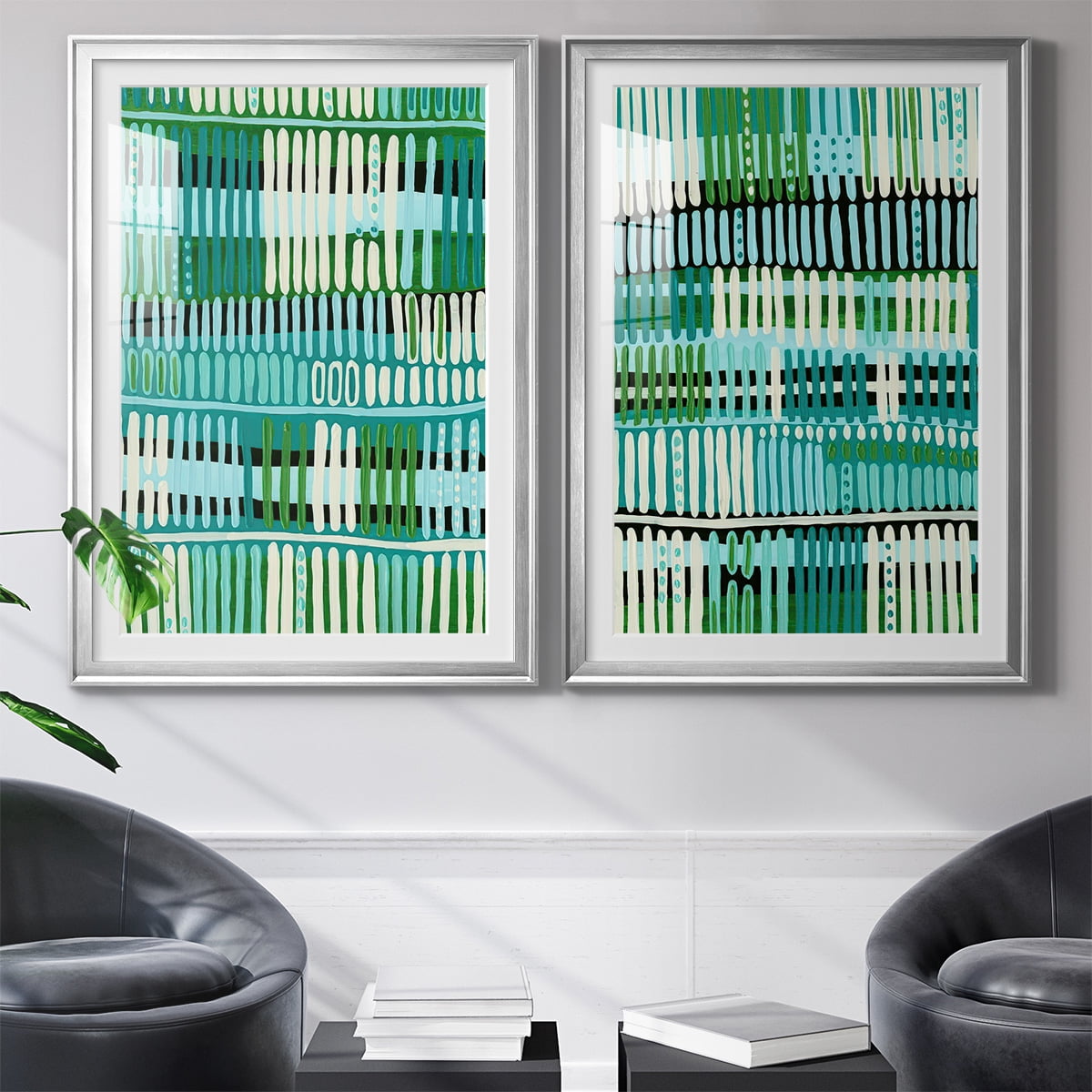 Wexford Home Teal Pattern I Premium Framed Print, 18.5" x 24.5" - Ready to Hang, Silver (Set of 2)