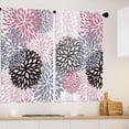 thumbnail image 2 of Pink Grey Flower Kitchen Curtains Dahlia Boho Floral Cafe Small Window Curtains Spring Blossom Grey Black Pink Short Curtains Bathroom Window Treatment Tiers Drapes 27.5x39 Inch, 2 of 6