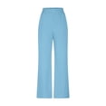 thumbnail image 4 of QATAINLAV Wide Leg Pants for Women Summer Baggy Flowy Linen Palazzo Pants Beach Casual Elastic Waist Trouser with Pockets Blue L My Orders Placed By Me, 4 of 7