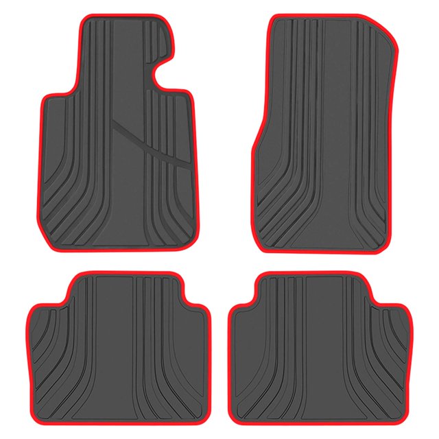 San Auto Alfombrilla De Coche Para Bmw Serie 3/4 Ajuste Personalizado F30 F31 F32 F33 F36 320I 328I 335I 2012-2013-2014-2015-2016-2017-2018 Juego De Revestimientos De Piso De Goma Negro Y Rojo Para To