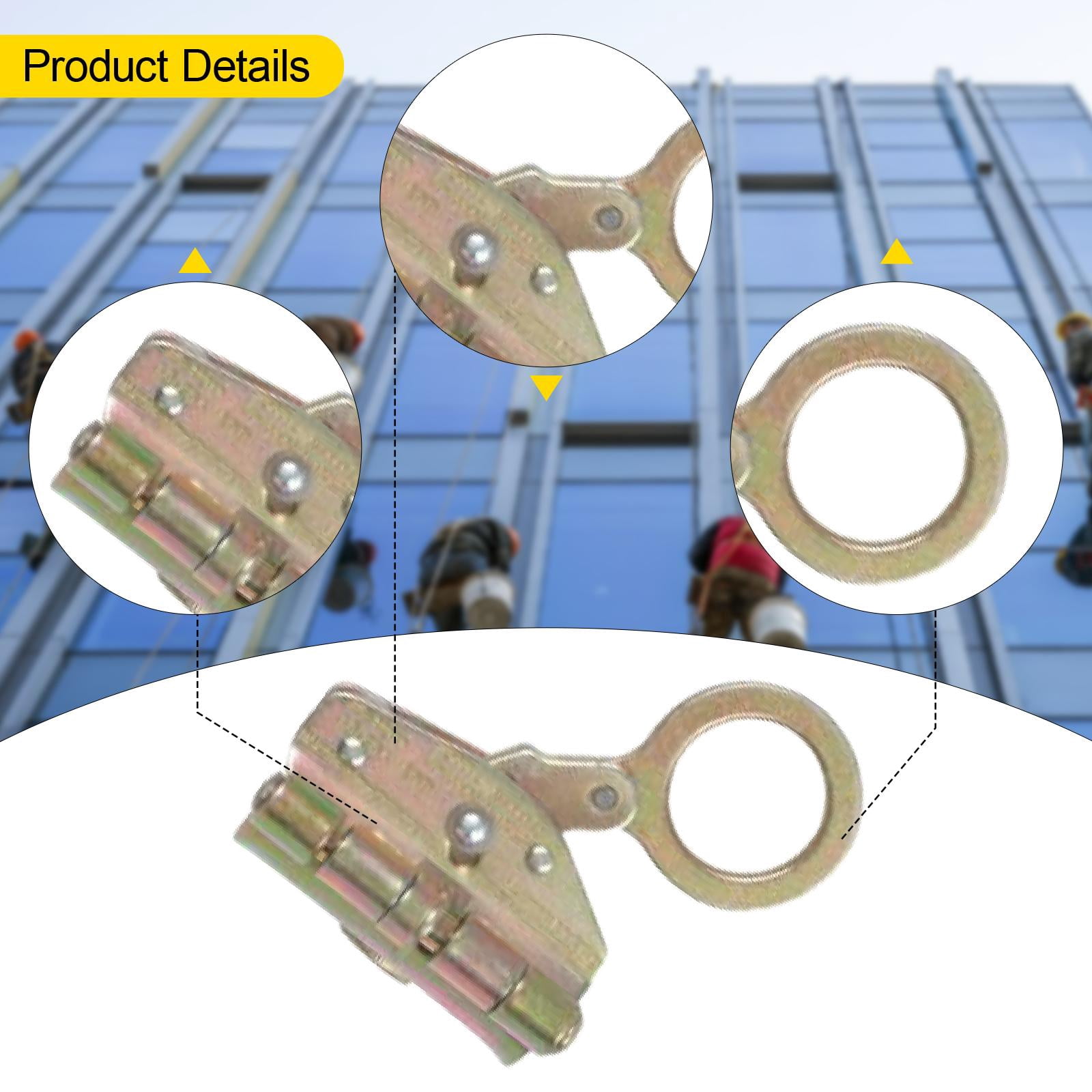 Wswqop Climb Self Locking Rope Grab Alloy Steel Stopper Removable Sturdy Blocker Arrest Style A