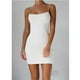 thumbnail image 1 of Color sólido verano falda de tirantes delgada sin tirantes sexy vestido elástico Irfora Blanco M, 1 of 5