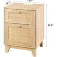 thumbnail image 7 of Tolead Rattan Nightstand Set with Charging Station, Handmade Rattan Decorated Drawer and Door, Natural, 7 of 7