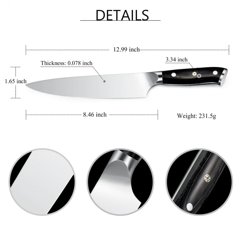 Chef Knife - Kitchen Knives, 8 inch Chef's Knife, 4 inch Paring Knife, High  Carbon Stainless Steel with Ergonomic Handle