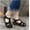 Black, variant on Closed Toe Sandals for Women Casual Summer Hollow Out Vintage Beach Bohemia Flip-Flop Comfy Wedge Sandal Gladiator Outdoor Shoes