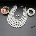 thumbnail image 4 of Large Pearl Necklace for Women Five Multi Strand Pearl Necklace Bracelet Earrings set Big Pearl Bib Necklace 1920s Costume Jewelry Set, 4 of 4