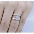 thumbnail image 3 of Parallel Three Stone Diamond Engagement Ring, Open Hollow Diamond Wedding Ring, Bezel Set Diamond Ring, Womens Cocktail Ring, 1.5 Ct Simulated Diamond, 14K White Gold Plated, 3 of 5