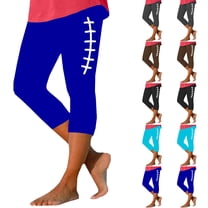 Capri Pants for Women, Xunlbb Women High Waisted Soccer Enthusiast Tight Fitting Bottom Cropped Pants(Black,S)