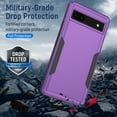 thumbnail image 5 of Feishell Case Fit for Google Pixel 6a 6.1 inch,Military Grade Shockproof Protection Hybrid Armor Double Layer Hard PC + Soft TPU Drop Resistant Anti-Fingerprint Phone Cover,Purple+Black, 5 of 6