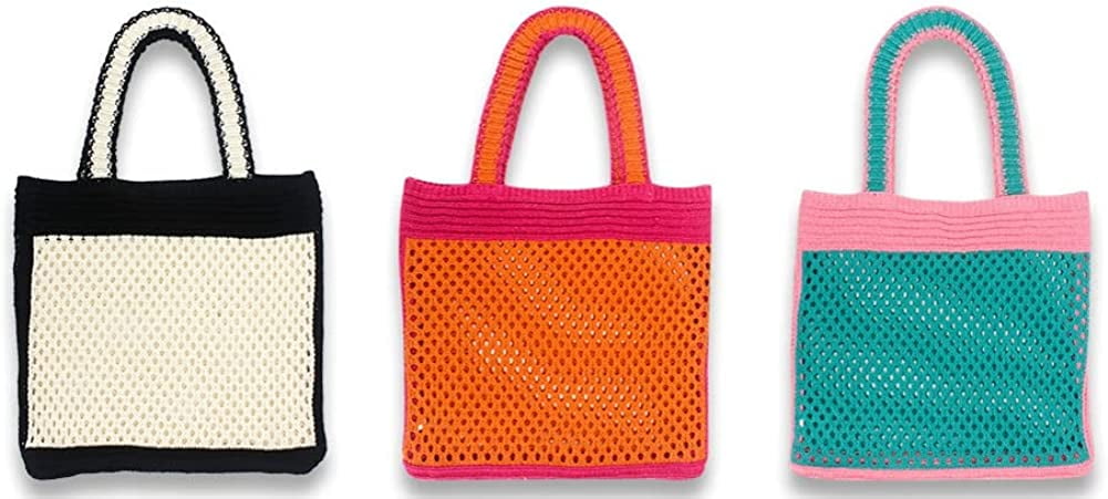 CoCopeaunts Summer Beach Bag, Women Hollow Knitted Bag Fashion Large Crochet Shopping Shoulder Bag Handbag Vacation Purse