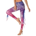 thumbnail image 5 of iEFiEL Womens Halloween Mermaid Costume Shiny Fish Scales Leggings Stretchy Gym Running Tight Pants Pink&Purple S, 5 of 7