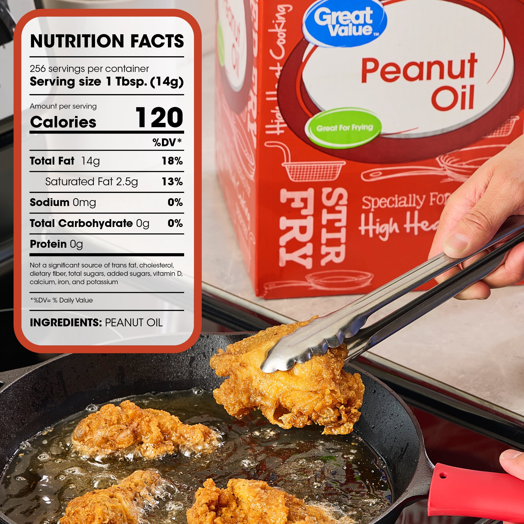 (3 pack) Great Value Peanut Oil, Heart Healthy and Versatile, 3 Gallon Bottle