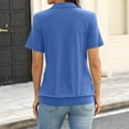 thumbnail image 4 of Resicozy Women's Polo Shirts Trendy Short Sleeve Shirt Summer Tops Collared V-Neck Work Casual Solid Color Top Blue M, 4 of 5