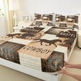 thumbnail image 3 of Manfei Western Cowboy Twin Sheet Sets,Rustic Horseshoe Texas Stars Twin Fitted Sheet,Country Farmhouse Lodge Flat Sheet For Boys Teens,Super Cozy Room Decor,3pcs, 3 of 7