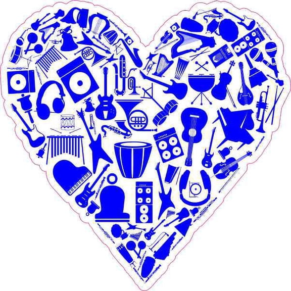 4in x 4in Blue Instrument Heart Sticker