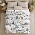 thumbnail image 5 of Peaceful Mountain Winter Deer Scene Rustic Cabin Snowy, Peaceful Mountain Lake Scene, Warm Flannel Blanket for Cabin and Lodge, Outdoor Lovers Camping Gift, Rustic Home Decor, 5 of 9