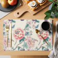 thumbnail image 2 of Vintage Floral Placemats Set of 12 Watercolor Farmhouse Botanical Flowers Place Mats Indoor Wipeable Table Mats Washable Cloth Dining Table Placemats for Kitchen Holiday Party Home Decor 13x19 Inch, 2 of 9