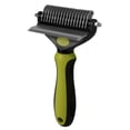 thumbnail image 3 of FEOLGEHLY Pet Comb for Dogs and Cats, Double Sided Knot Opener and Deshedding Tool with Stainless Steel Rounded Teeth for Long Hair, Gentle Hair Removal Pet Comb for Mats and Tangles (Green), 3 of 7