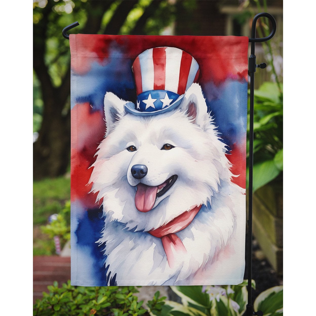 Samoyed Patriotic Garden Flag 11.25 in x 15.5 in