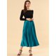 thumbnail image 3 of Falda midi Allegra K de pliegues en Acordeón Brillante Metálico Azul eléctrico S, 3 of 6
