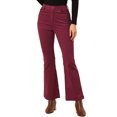 thumbnail image 1 of Pantalones Acampanados De Pana Vintage Para Mujer Pantalones Elásticos De Cintura Alta Con Parte Inferior De Campana Borgoña XS, 1 of 5