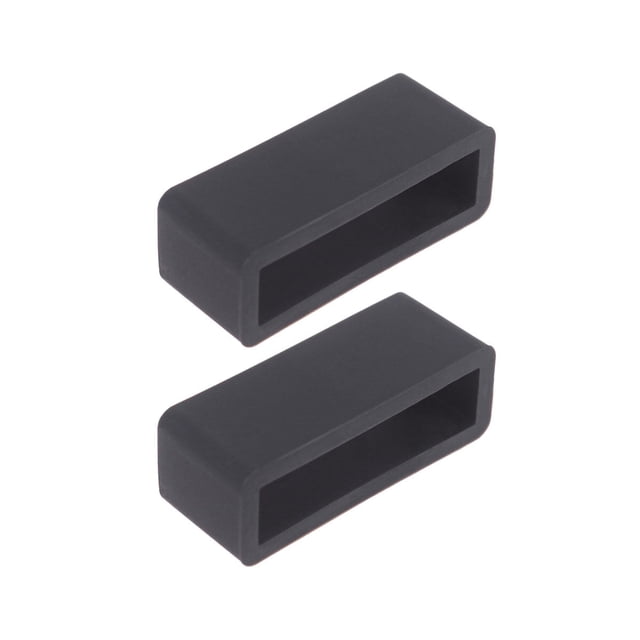 2Pcs 22MM Anillos de correa de silicona Anillos de banda de reloj duradero Correa de reloj Anillos móviles Hebillas de posicionamiento (Negro)