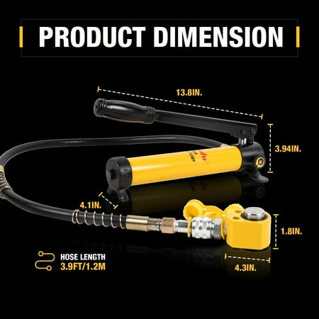 

Dawot 5T 11023lbs 0.28 Low Profile Hydraulic Cylinder Jack Kit + CP-180 400cc 10000psi Manual Hydraulic Hand Pump Hydraulic Porta Power Kit for Shipbuilding Bridge Construction