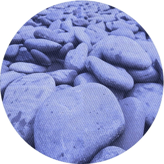Ahgly Company Machine Washable Indoor Round Transitional Day Sky Blue Area Rugs, 3' Round