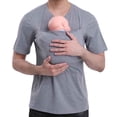 thumbnail image 4 of Mifsaly Dad and Mom Kangaroo Carrier Shirt V Neck Short Sleeve Cotton Tshirts Unisex Women Men Kangaroo Shirt for Dad Baby Pregnant Babies Wearing Tops, 4 of 9