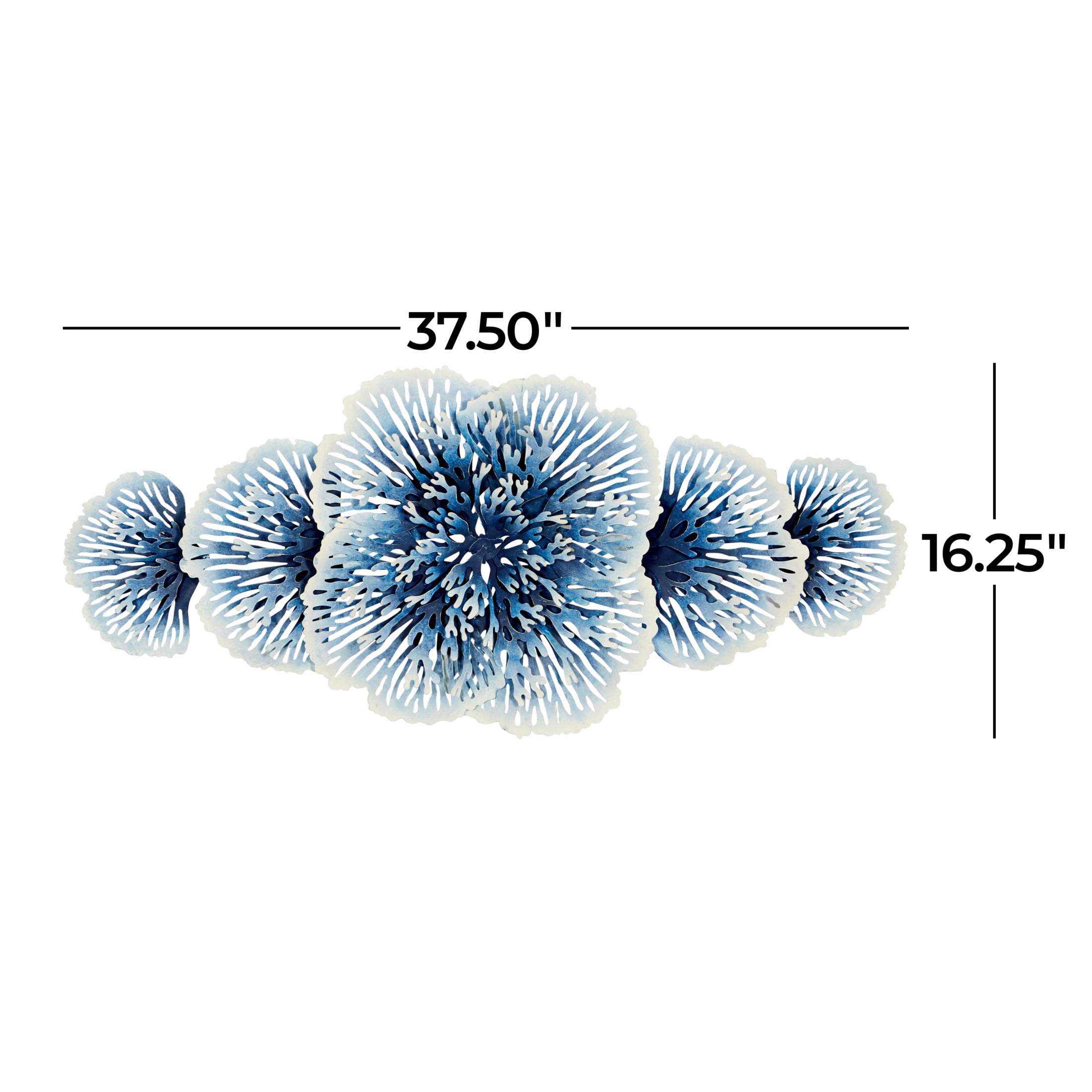 DecMode Blue Metal 3D Floral Wall Decor