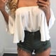 thumbnail image 5 of Blusa informal con hombros descubiertos para mujer, blusas sin tirantes, blusas con mangas de campana de color puro y sin tirantes Inevent FS7048-16, 5 of 6