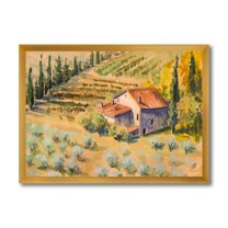 Designart 'Little Farmhouse In Countryside' Country Framed Art Print