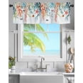 thumbnail image 2 of Kitchen Curtain Valances for Windows,Summer Watercolor Ocean Coral Rod Pocket Small Valance Marine Life Starfish Seaweed Short Window Treatment for Bedroom Bathroom Living Room,54"x18", 2 of 9