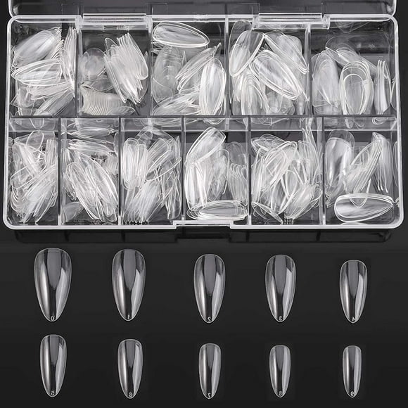 Acrylic Nail Tips Almond Shaped with Case for DIY Nail Art