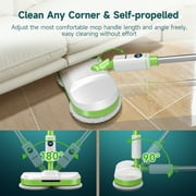 AlfaBot Cordless Electric Mop, Self-Propelled Dual-Spin Mop with LED Light & Spray, 260ml Tank 50 Mins Runtime, Lightweight for Hardwood Tile Cleaning Up to 2700 sq.ft