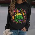 thumbnail image 3 of Gibobby Sudadera con forro polar Mujer Camiseta grande para mujer, camiseta informal holgada de Color sólido con cuello estampado redondo grande (Negro, L), 3 of 5