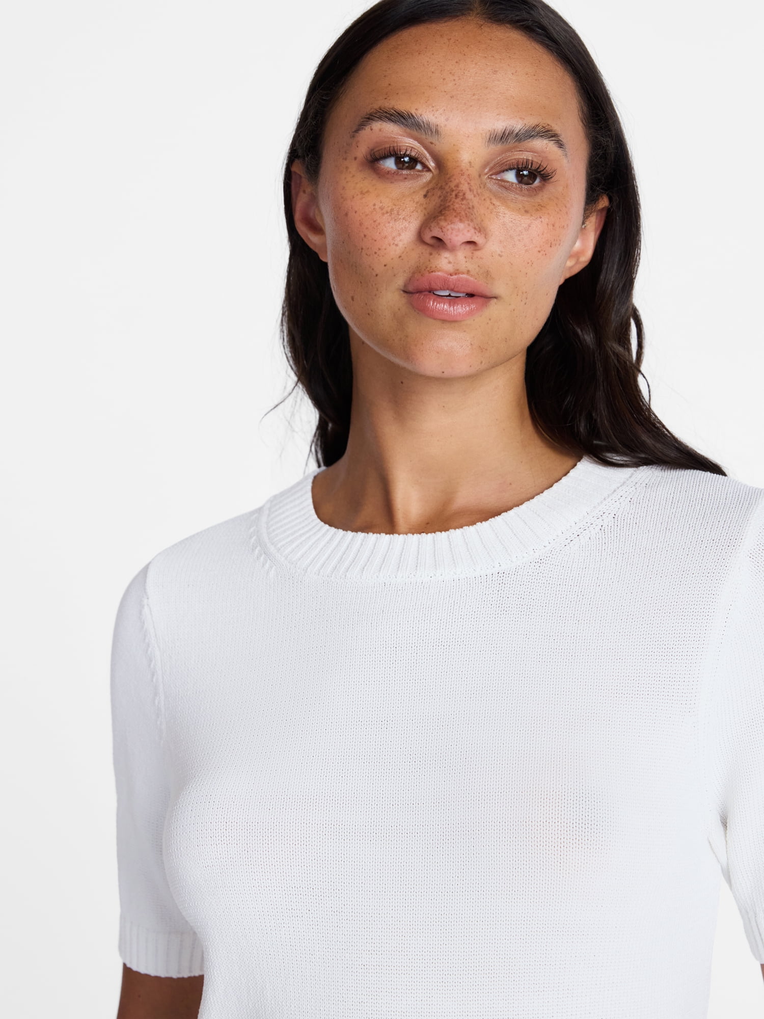 Time and Tru Women's Crewneck Sweater with Short Sleeves, Lightweight, Sizes XS-XXXL