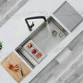 thumbnail image 2 of Stylish Undermount 33" Stainless Steel Single Bowl Workstation Kitchen Sink with 5 accs S-613W, 2 of 17