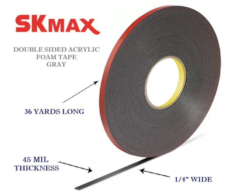 SKmax SUPER-X tape 1/4"X108' double sided acrylic foam automotive mounting Tape