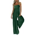 thumbnail image 1 of Jumpsuits for Women Spaghetti Strap Wide Leg Overalls Summer Rompers with Pockets Green M, 1 of 7