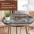 thumbnail image 5 of Farmhouse Flower Round Fitted Table Cover Rustic Fall Flower Floral Wooden Waterproof Table Cloth with Elastic Edge Wipeable Tablecloth for Picnic Camping Party Fits 55"-60" Diameter, 5 of 8