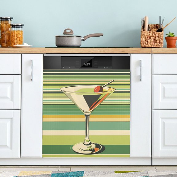 Yayeee Magnetic Dishwasher Cover for The Front Decoration Home Kitchen Machine Sticker Protector, Colorful Martini