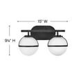 thumbnail image 6 of 5662BK-LL Hinkley Lighting Hollis - 10W 2 LED Bath Vanity in Transitional and Mid-Century Modern and Scandinavian Style - 15 Inches Wide by 9.25, 6 of 11