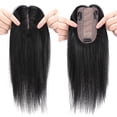 thumbnail image 3 of SEGO Clip in Hair Extensions Human Hair Toppers 100% Real Human Hair Topper Silk Base for Thinning/Loss Hair Natural Black Middle Part Hair Pieces, 3 of 9