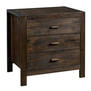 Ktaxon Solid Wood Nightstand with Outlets & USB Ports, 3 Drawer Traditional Cottage Bedside Table, Brown