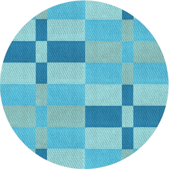 Ahgly Company Indoor Round Patterned Butterfly Blue Area Rugs, 4' Round