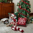 thumbnail image 6 of Fennco Styles Loop Tufted Snowflake Christmas Filled Throw Pillow – 17" X 17" Festive Red Cushion Cover for Winter Holiday Décor, Sofa, Couch, or Bed, 6 of 7