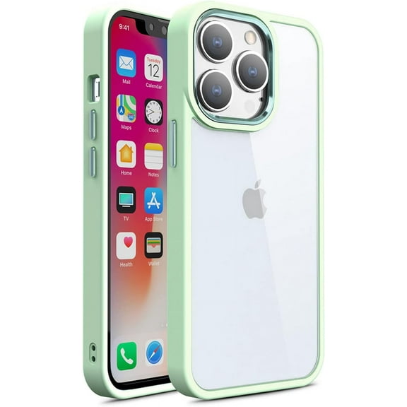 for iPhone Clear Case, Slim Shockproof Protective Phone Cases Compatible with iPhone (Green, iPhone12 Pro Max)