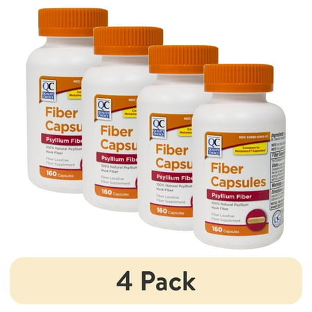 (4 pack) Quality Choice Fiber Capsules 100% Natural Psyllium Husk 160 Each